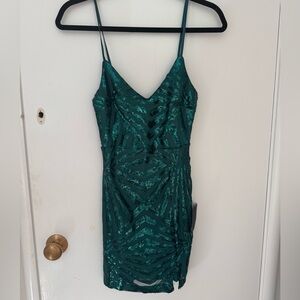 Lulu's Teal Sequin Mini Dress